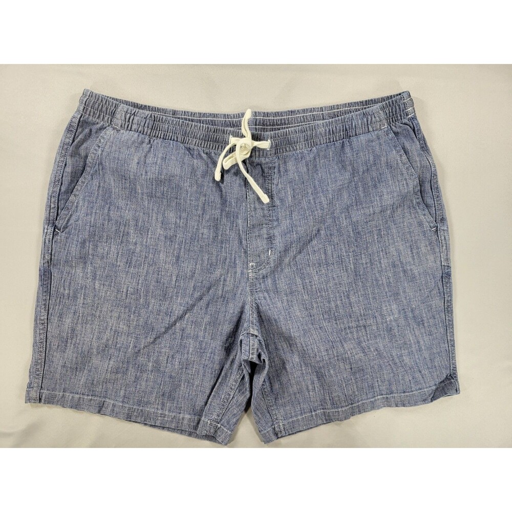Lands' End Men's L 36-38 Chambray Blue Pull-On Shorts Elastic Waist Cotton Blend